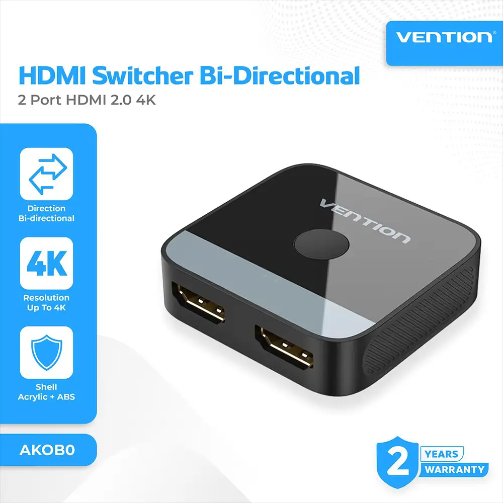 Vention 2 Port HDMI Bi-Direction 4K Switcher Black ABS ( AKOB0 )