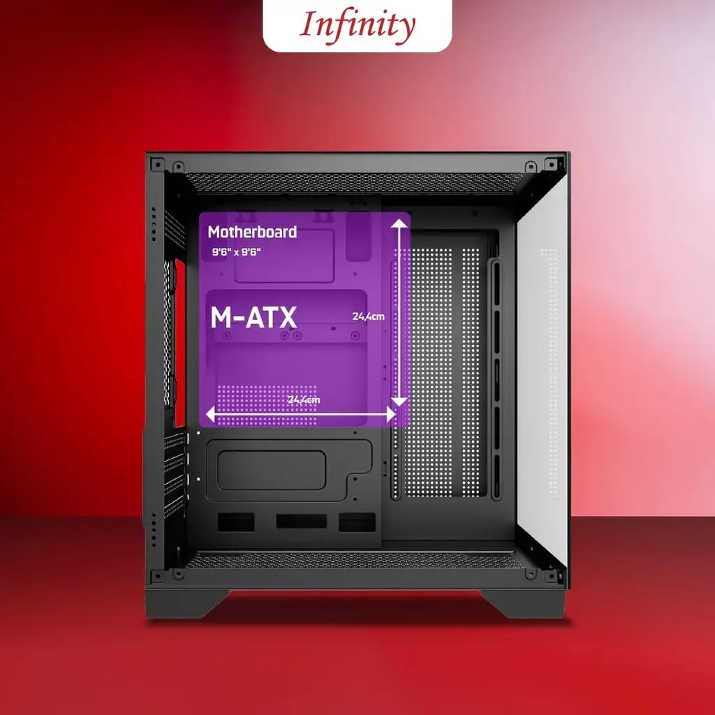 INFINITY PRIME Black + 3 Fan RGB mATX Seaview Case