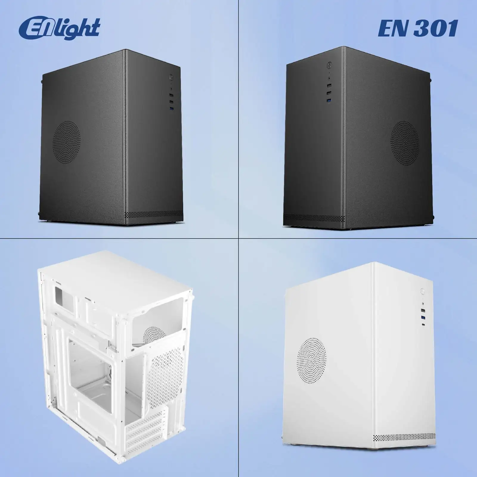 ENLIGHT EN-301 + 300W Black Mid Slim mATX USB3.0