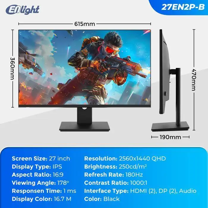 LED ENLIGHT 27EN2P-B 27" 2K IPS 180hz 1ms