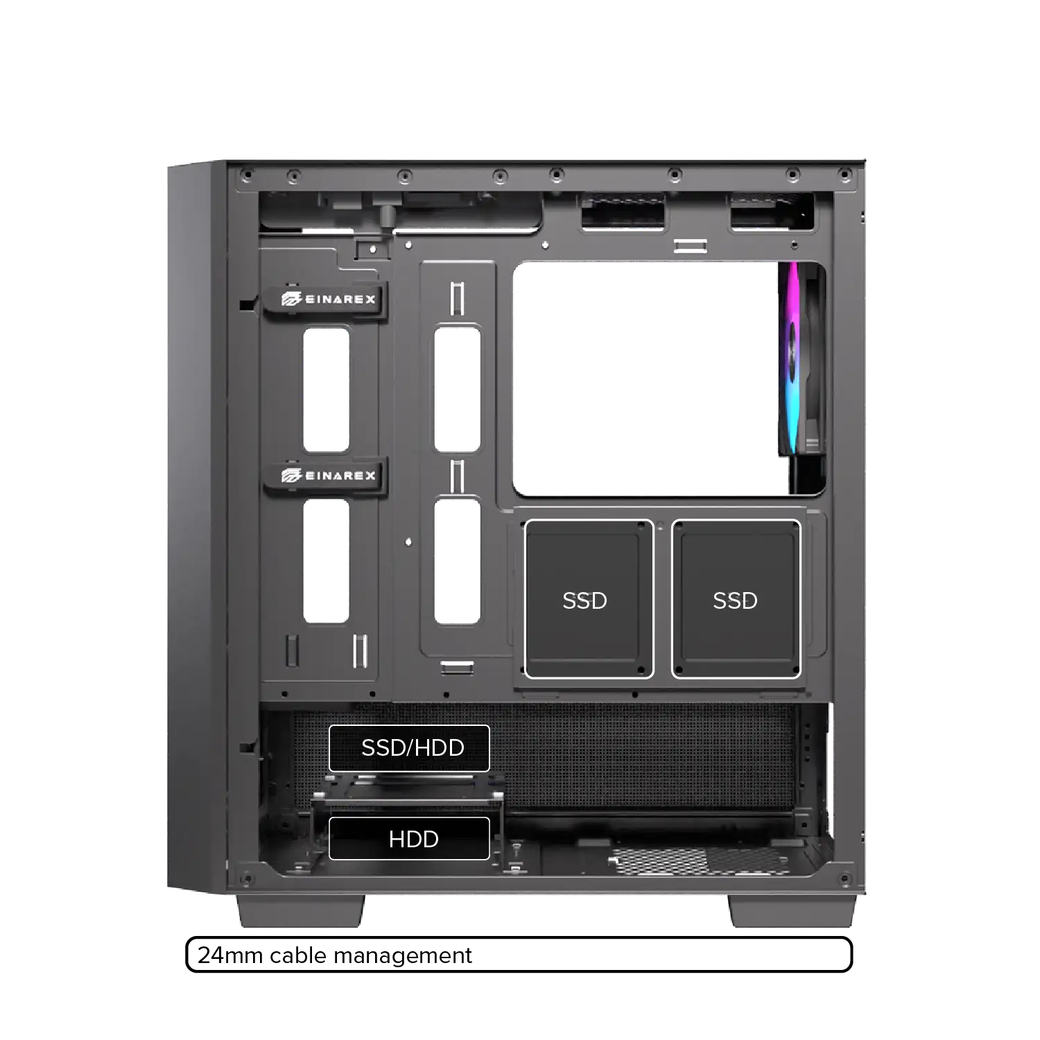 EINAREX Pulse PM150 White mATX + 2 Fan 140cm + 1x Fan 120cm