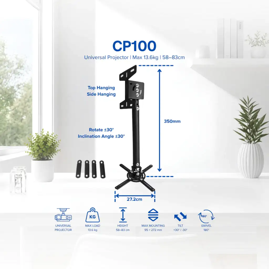 OXIMUS CP100 Braket Ceiling Projector Max 13.6Kg Tilt Swivel Adjustable Height