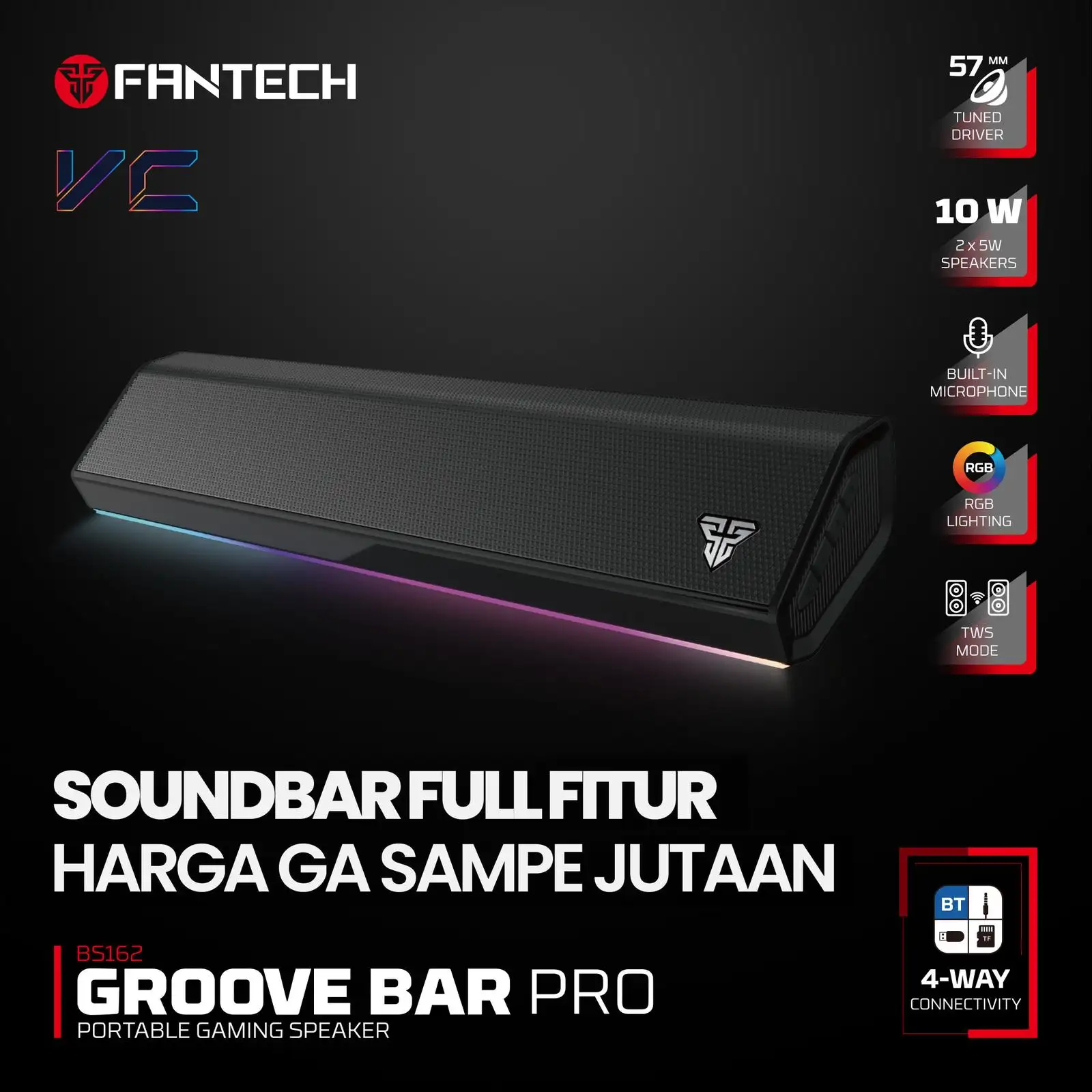FANTECH BS162 Bluetooth GROOVE BAR RGB PORTABLE Black