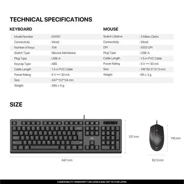 FANTECH KEYBOARD MOUSE GO OFFICE COMBO KM101