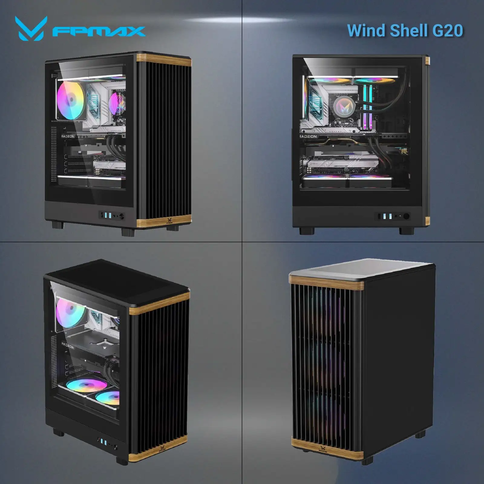 FPMAX Wind Shell G20 Black + Wood + 3 Fan