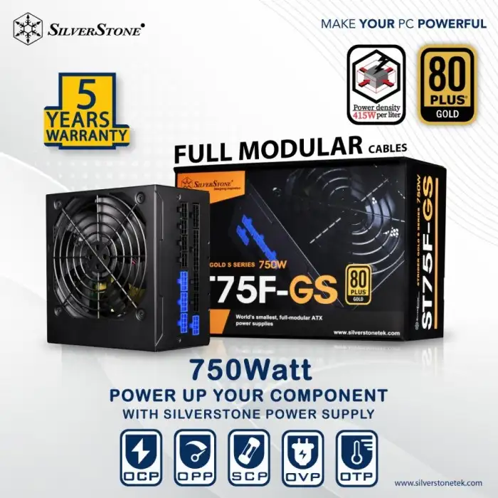 SilverStone 750 WATT 80+ Gold Full Modular ST75F-GS