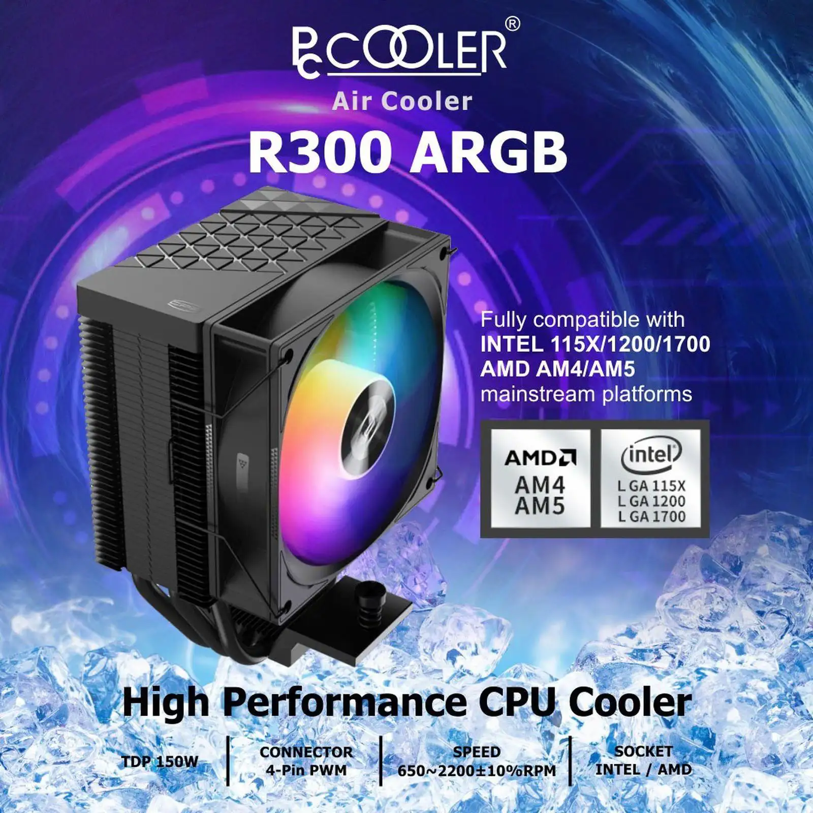 PC Cooler R300 ARGB Black