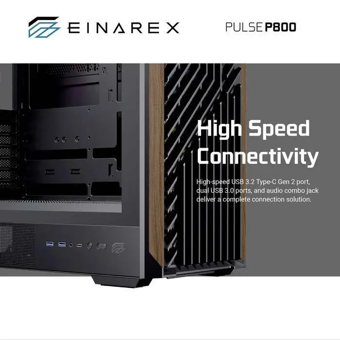 EINAREX Pulse P800 ATX Wood Panel + 4x 12cm ARGB Fan