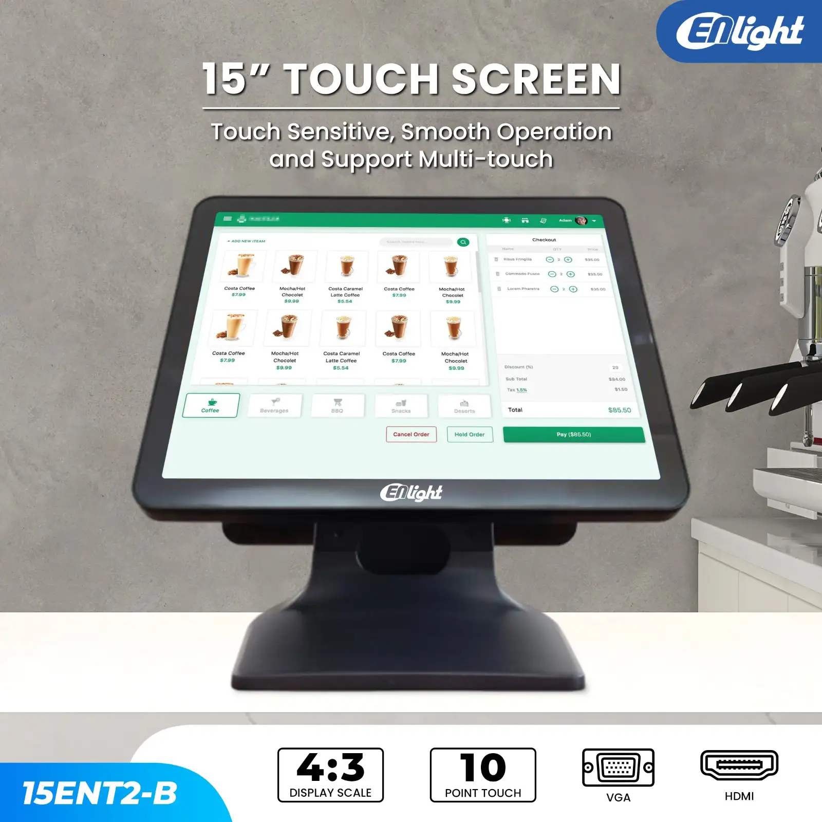 LED ENLIGHT 15ENT2-B - 15" Dual Touch Screen
