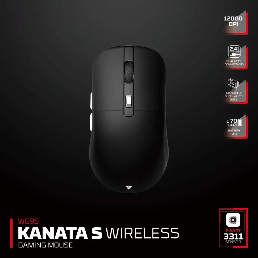 FANTECH KANATA S WG9S WIRELESS 2,4GHZ , WIRED TYPE C , 89gr - BLACK