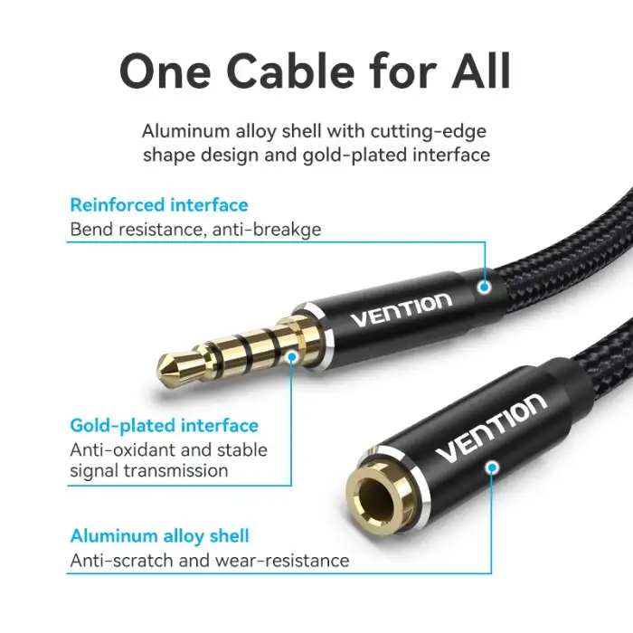 Vention Kabel Aux Audio 3.5mm Extension Cable TRRS Male to Female Braided 0.5m Blue BHCLD