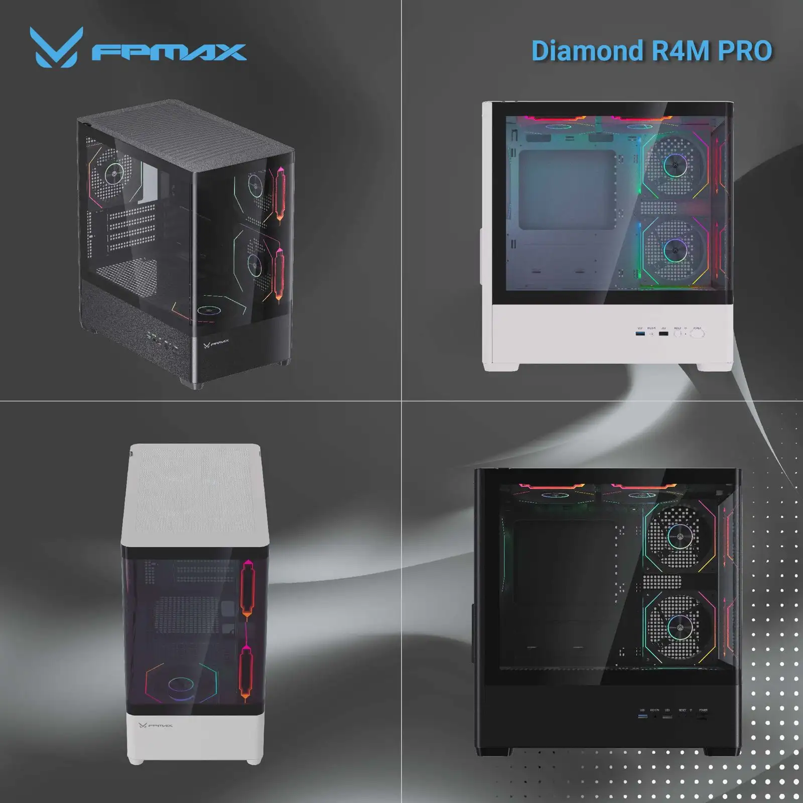 FPMAX Diamond R4M PRO NOVA Black + 3 Fan ARGB mATX