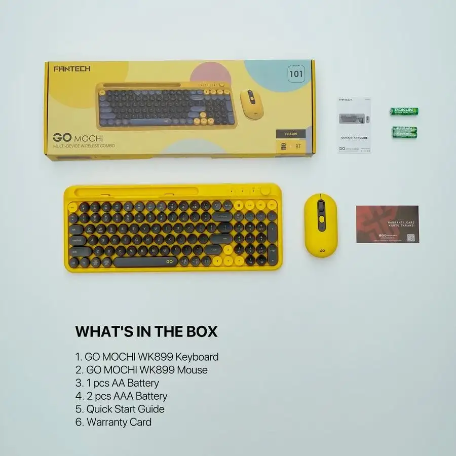 FANTECH KEYBOARD MOUSE DUAL MODE GO MOCHI101 WK899 COMBO YELLOW