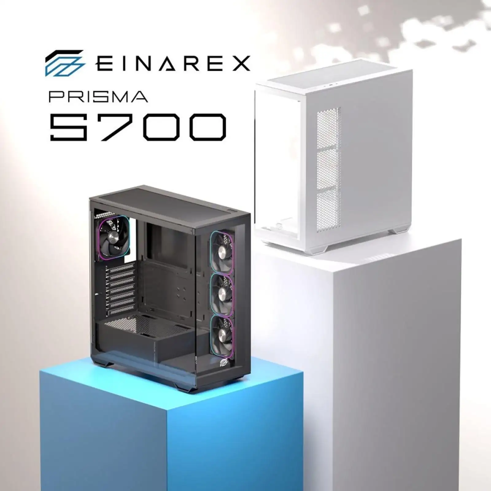 EINAREX Prisma S700 White ATX Type-C 3x 12cm Reverse + 1x12cm ARGB Fan