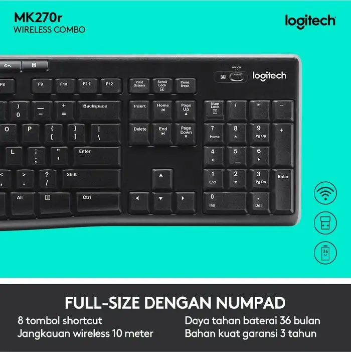 Logitech MK270R Wireless Combo Keyboard Mouse