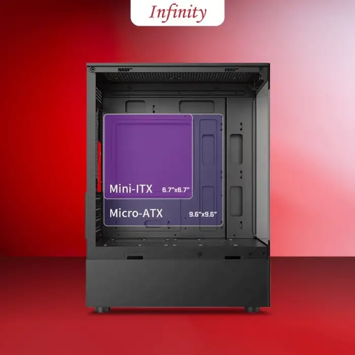 INFINITY NOIR Black + 3 Fan mATX Seaview Case