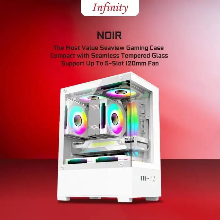 INFINITY NOIR White + 3 Fan mATX Seaview Case