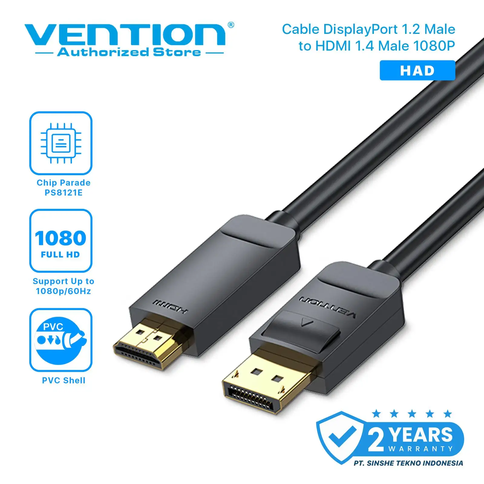 VENTION Kabel Display Port to HDMI Cable 1.5M Black ( HADBG )