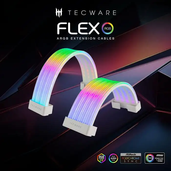 Tecware Flex RGB PSU Extension cable 24pin + 8 / 16 pin Gpu White