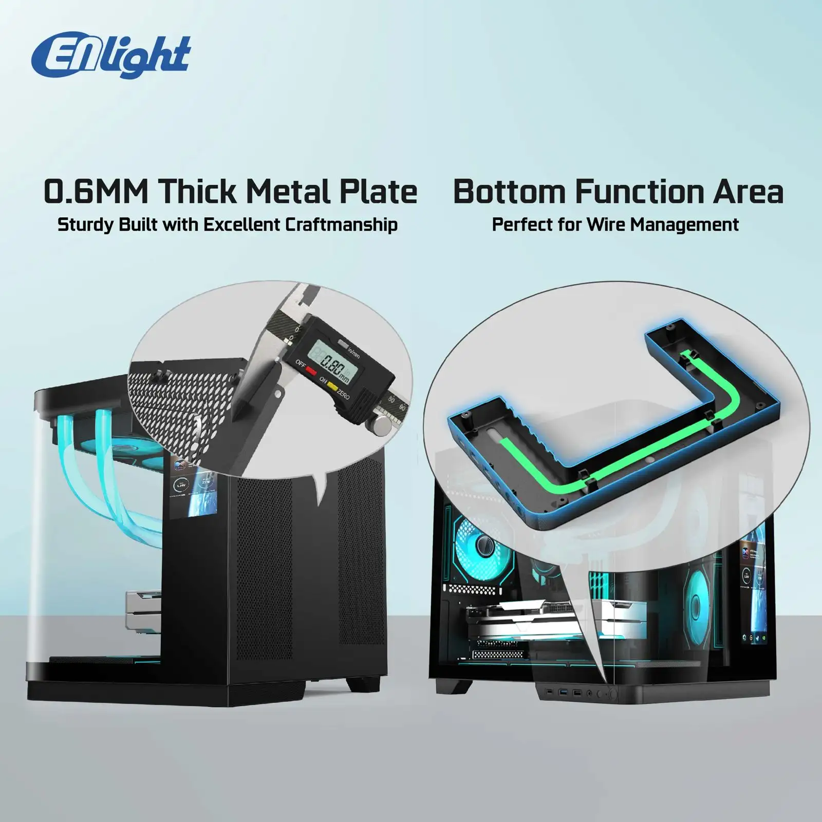 ENLIGHT Z11S LCD Display No Fan mATX Curve Temper - Black