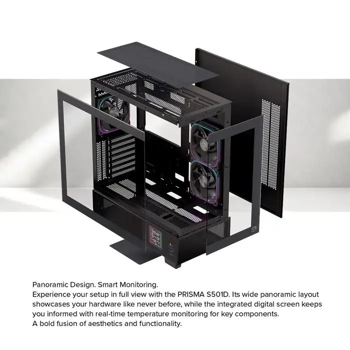 EINAREX Prisma S501D White ATX LCD Temperature USB-C + 3 Fan ARGB
