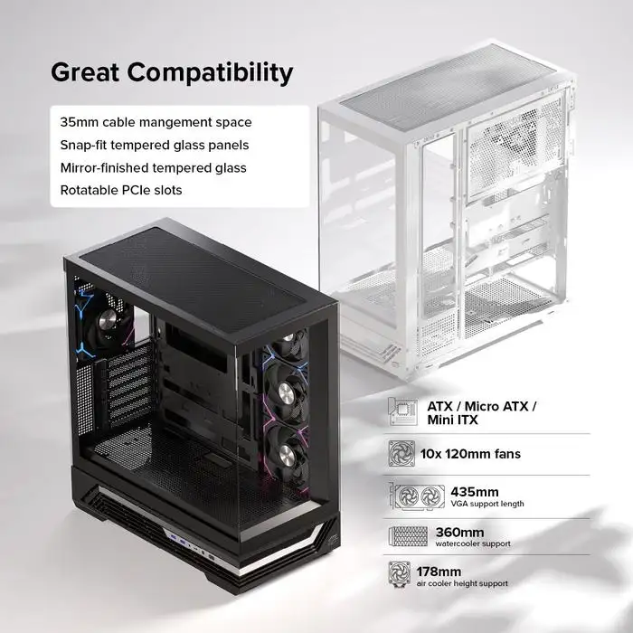 EINAREX Prisma S800 White ATX Seaview Premium 4x Fan 12cm ARGB