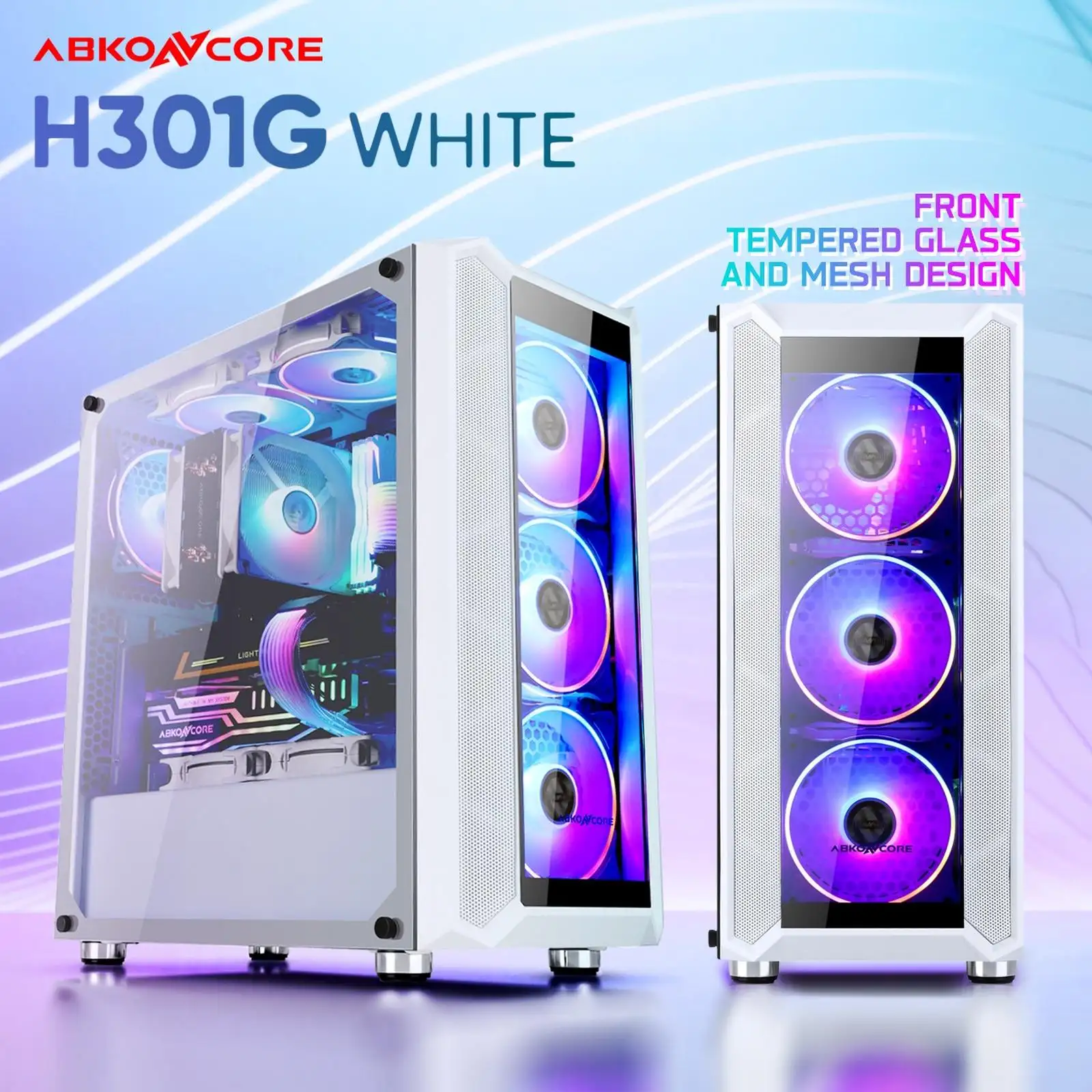 AbkoNcore HELIOS H301G White + 3 Fan RGB