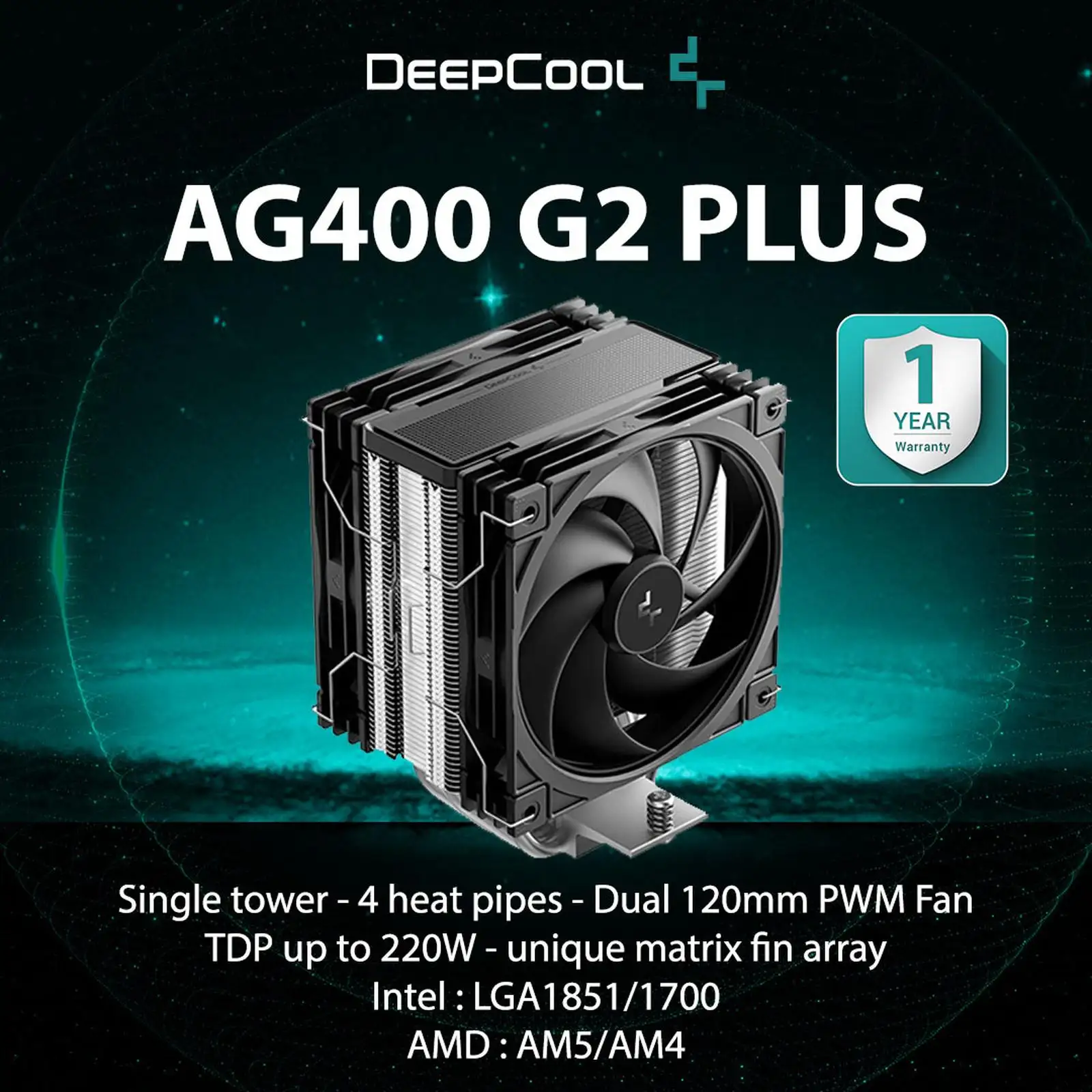 DEEPCOOL AG400 G2 PLUS Dual Fan 2x12cm