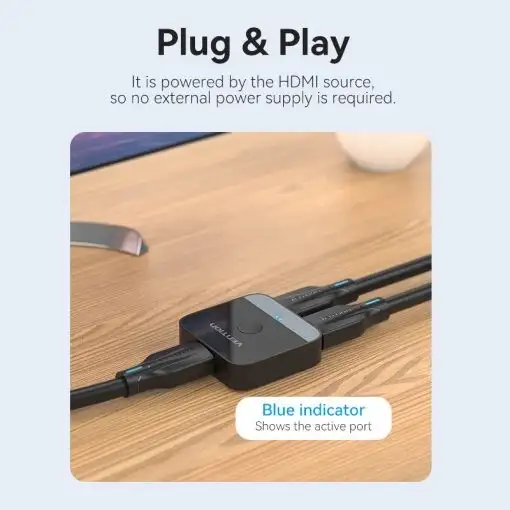 Vention 2 Port HDMI Bi-Direction 4K Switcher Black ABS ( AKOB0 )