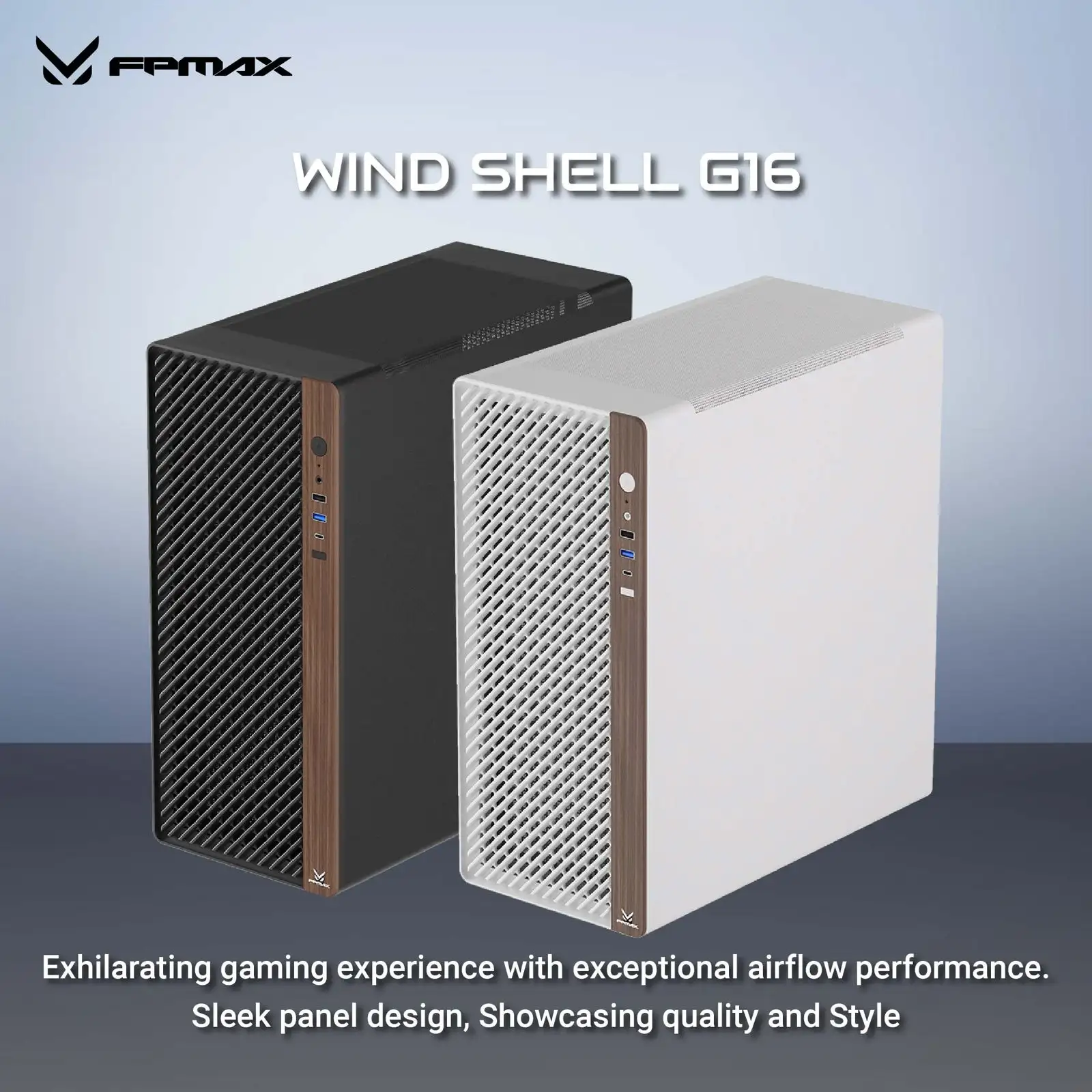 FPMAX Wind Shell G16 USB-C Black + Wood + 1 Fan