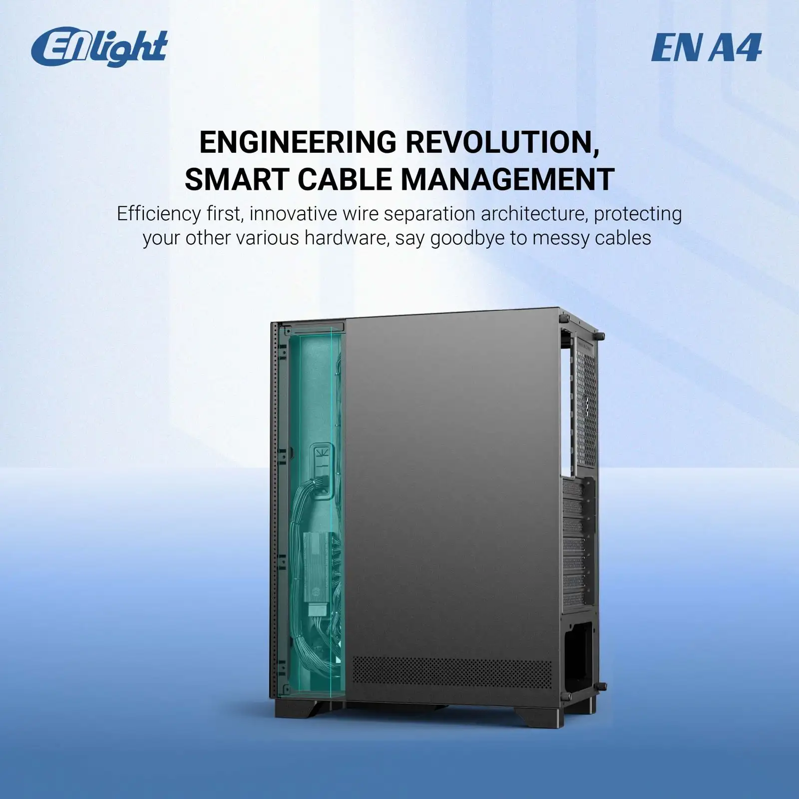 ENLIGHT A4 MESH BLACK ATX + Digital Display + 3 Fan Avalon X / Nova (aRGB)