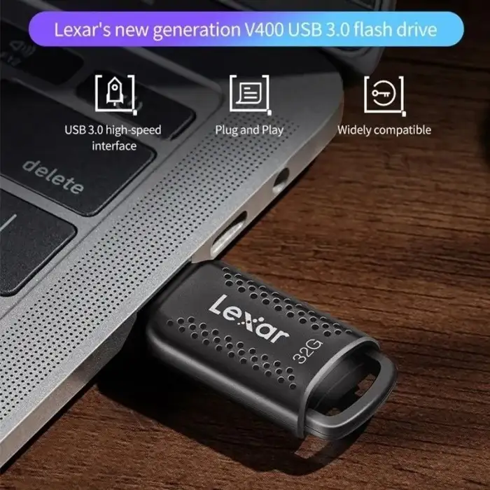 LEXAR JUMPDRIVE V400 USB 3.0 Rex 128GB up to 100MB/s White