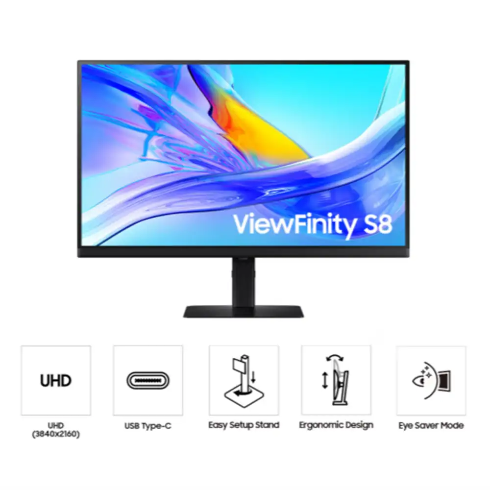Samsung ViewFinity S8 LS27D804 27" Flat IPS 4K HDR10 Rotate USB-C LAN (S80UD)
