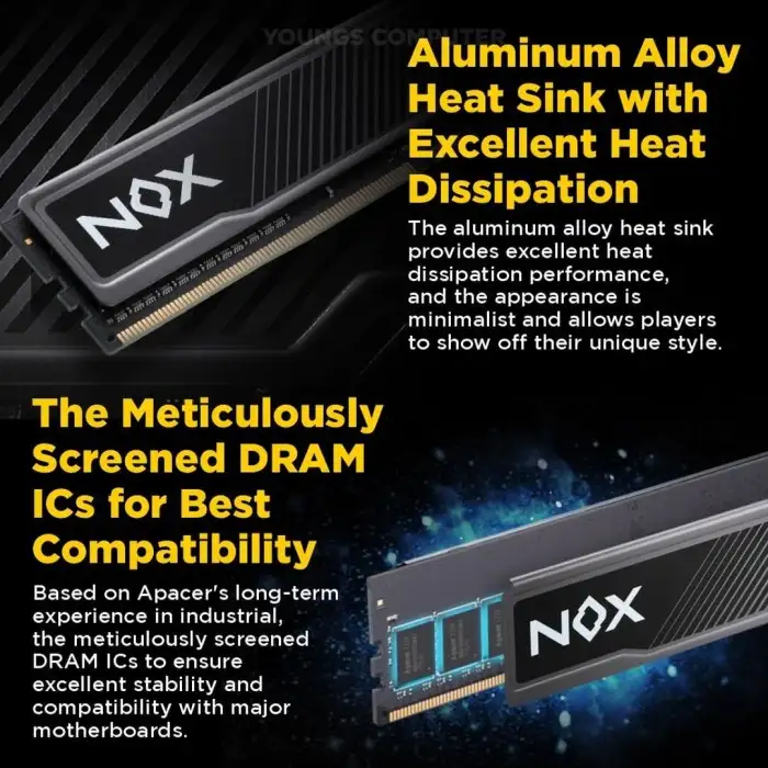 APACER NOX DDR4 16GB Kit 3200Mhz (2x8GB) NON RGB (White)