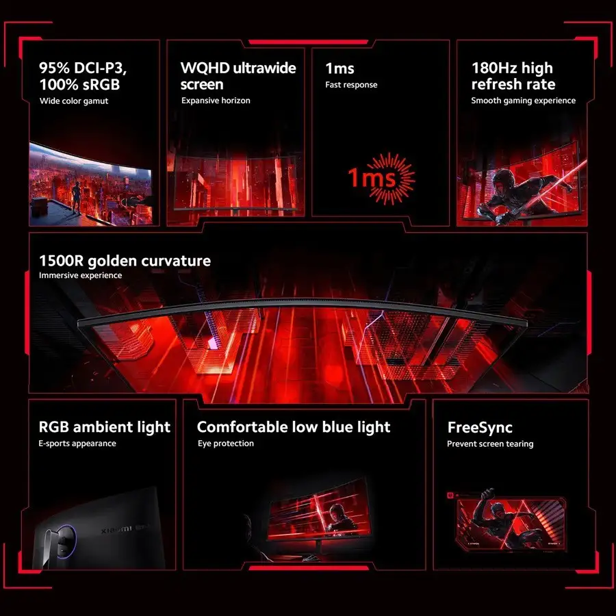 Xiaomi G34WQi 34" Curved Gaming Monitor WQHD 180Hz 1ms UltraWide
