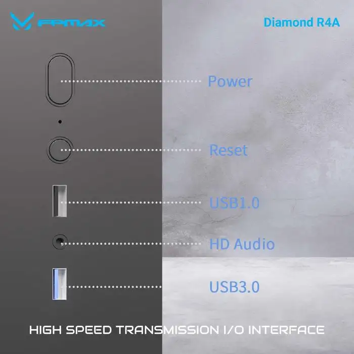 FPMAX Diamond R4A PRO NOVA Black + 3 Fan ARGB ATX