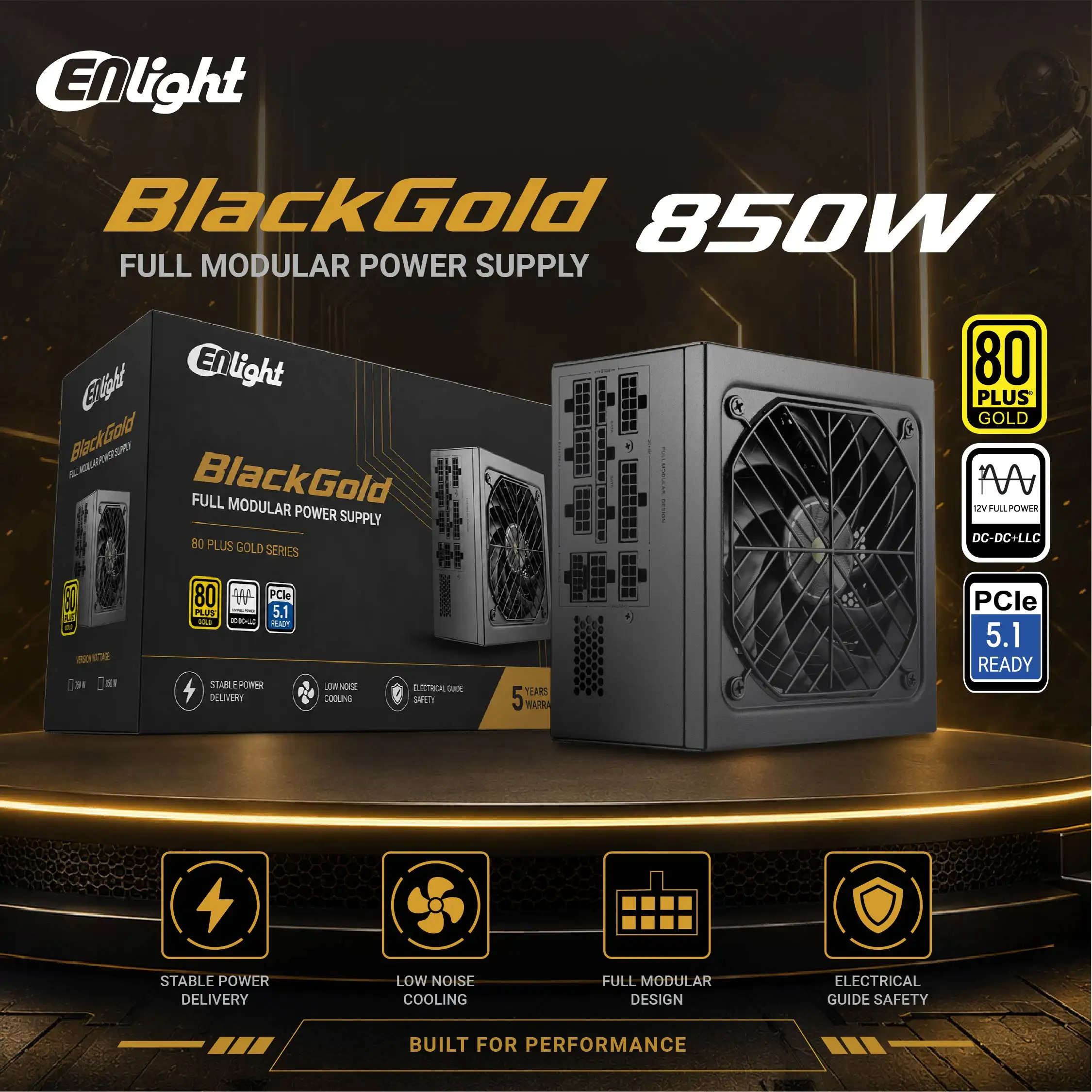 ENLIGHT EN-850G 850W 80+ Gold Full Modular PCIE Gen5