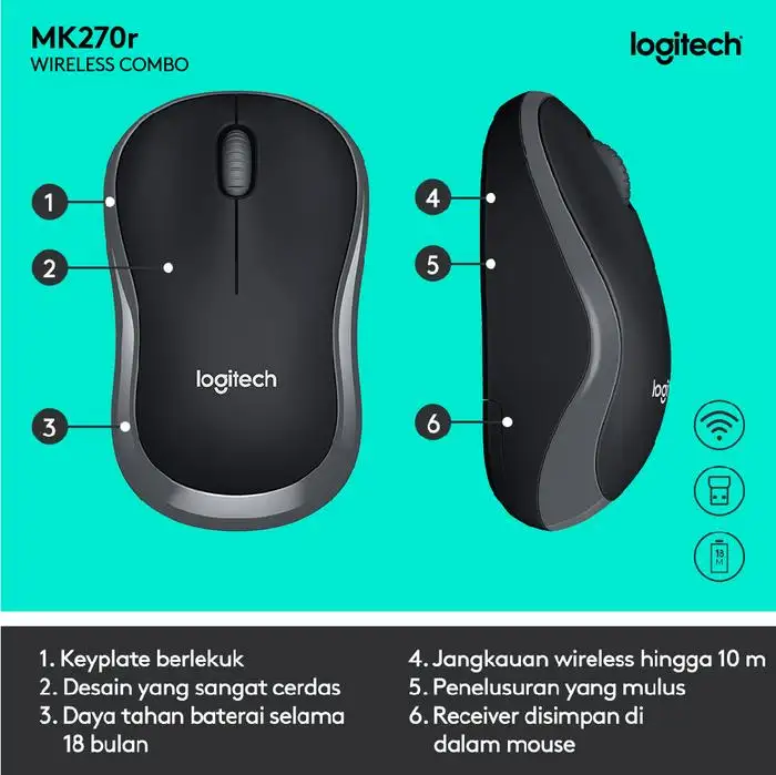 Logitech MK270R Wireless Combo Keyboard Mouse