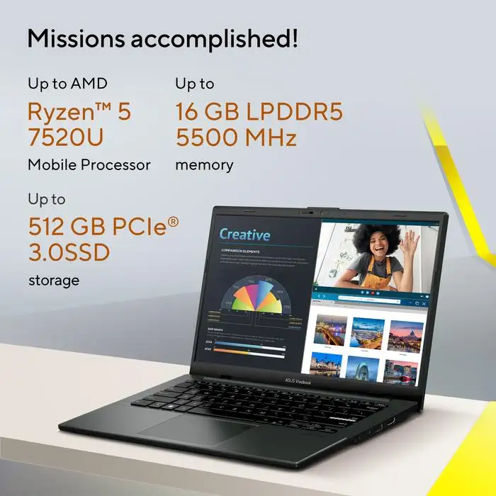 ASUS VIVOBOOK GO E1404FA - VIPS5851M - RYZEN 5 7520U - MIXED BLACK