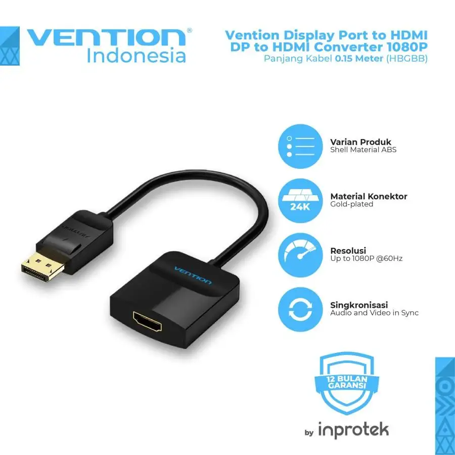 Vention Converter Display Port to HDMI 0.15m Black ( HBGBB )