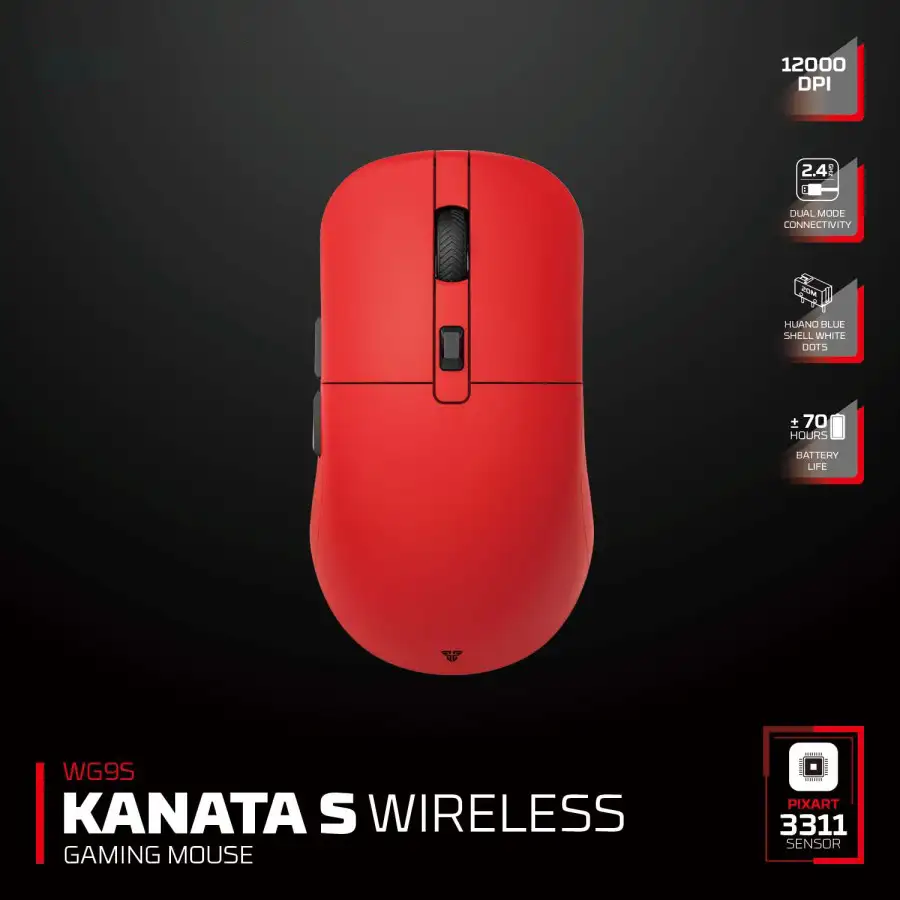 FANTECH KANATA S WG9S WIRELESS 2,4GHZ , WIRED TYPE C , 89gr - RED