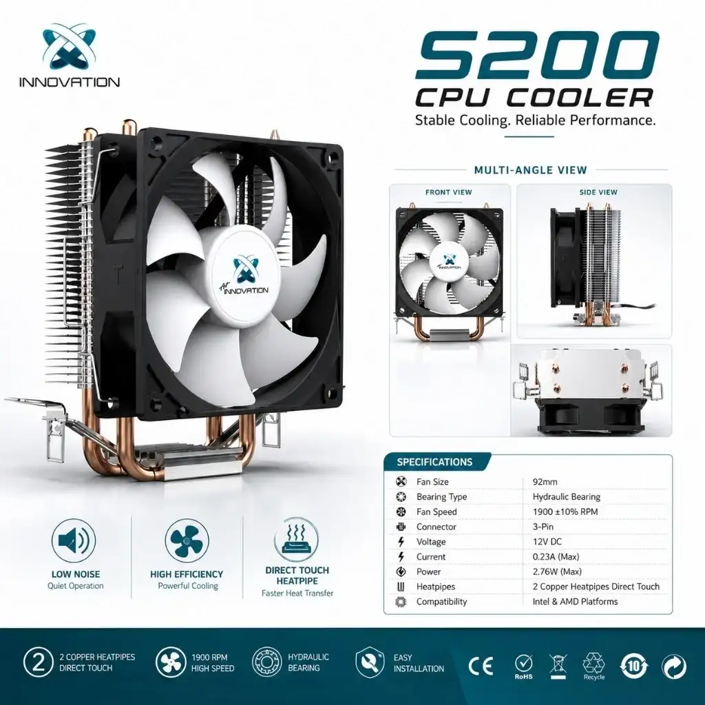 INNOVATION S200 Heatsink Fan Intel / AMD Non RGB