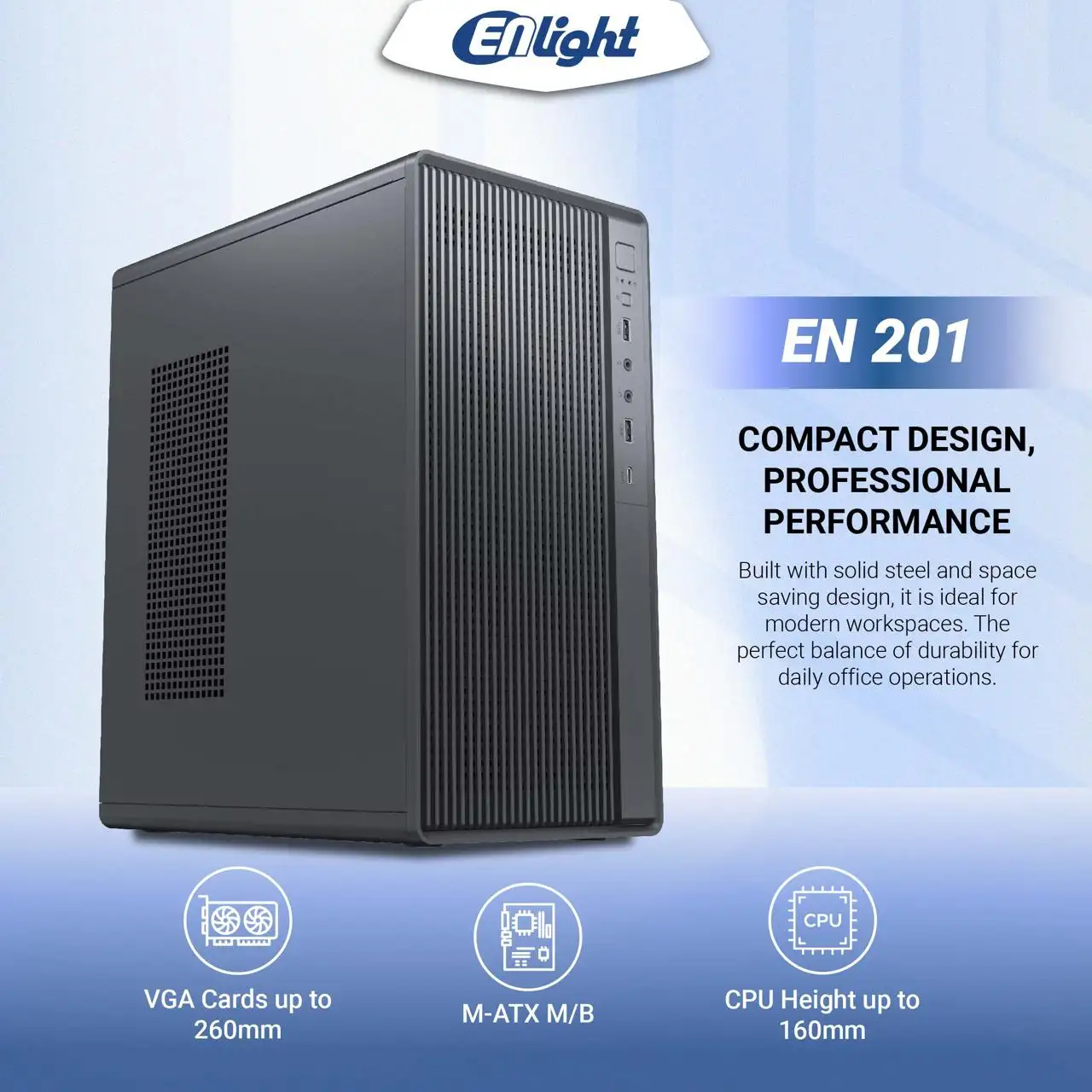 ENLIGHT EN-201 + 300W Black Mid Slim mATX USB3.0