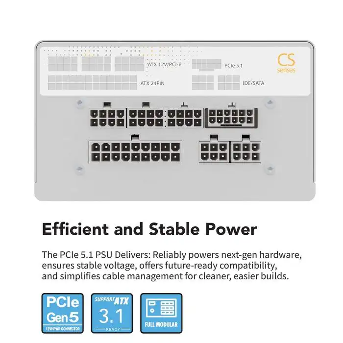 FPMAX CS 750W BR White 80+ Bronze Full Modular PCIE 5.1 Japan caps