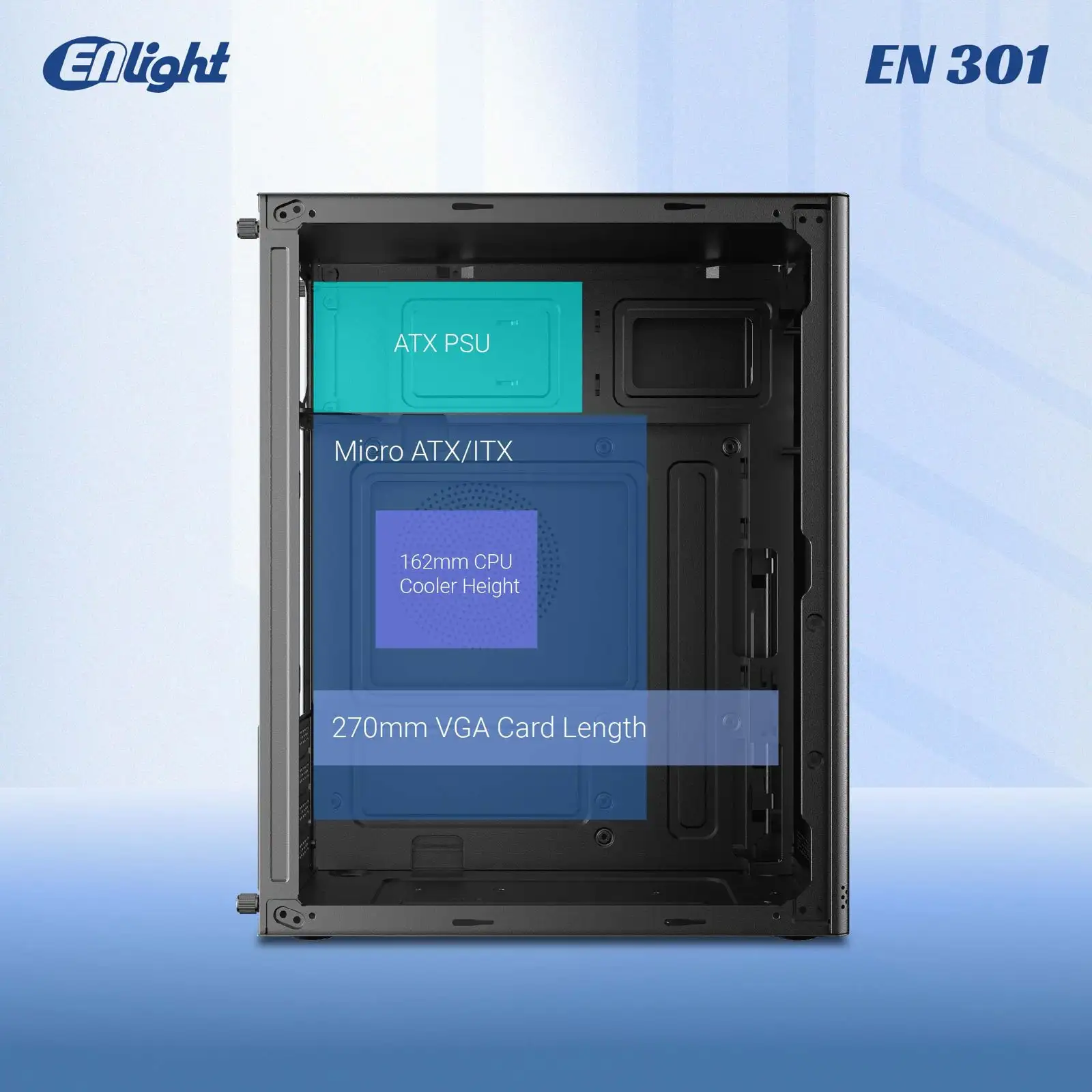 ENLIGHT EN-301 + 300W White Mid Slim mATX USB3.0