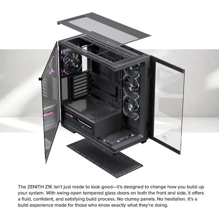 EINAREX Zenith Z1K Black ATX + 4x Fan ARGB Support BTF