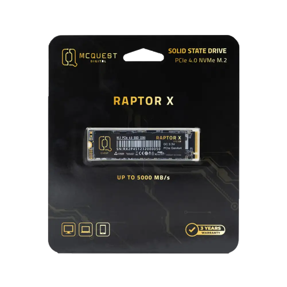 MCQUEST DIGITAL RAPTOR X 512GB NVME Gen4 upto 5.000mbps