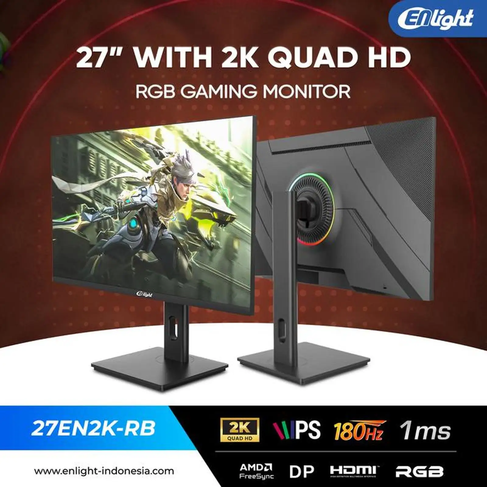 LED ENLIGHT 27EN2K-RB 27" 2K IPS 180hz 1ms RGB Ergo