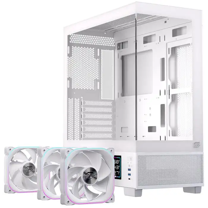EINAREX Prisma S501D White ATX LCD Temperature USB-C + 3 Fan ARGB