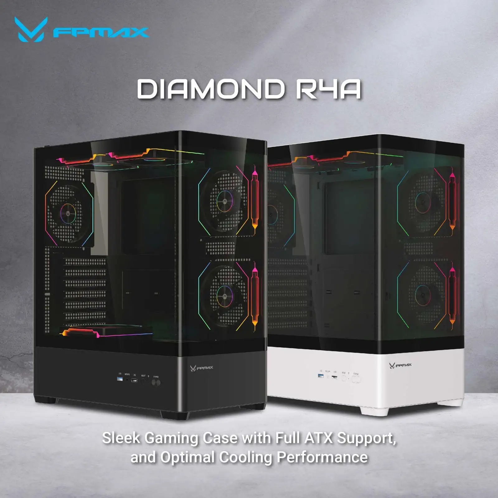 FPMAX Diamond R4A PRO NOVA White + 3 Fan ARGB ATX